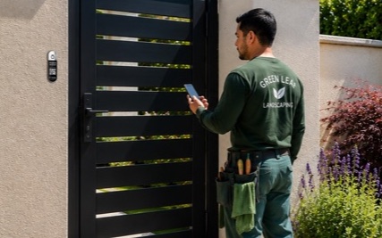 A PhoneTag Intercom on a driveway gate